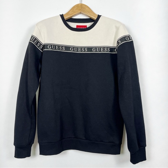 Guess Other - GUESS Men's Black and Cream Crewneck Sweatshirt with Logo Size Medium